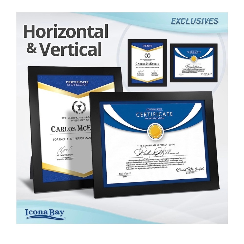 8.5×11 Frames. Sturdy Wood Certificate picture Frame,Table Top or Wall Mount (3) - Picture 3 of 4